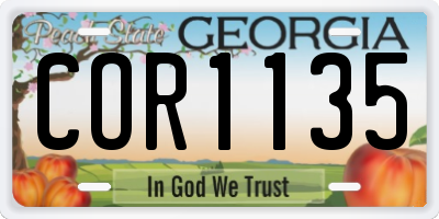 GA license plate COR1135