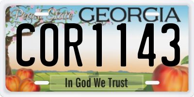 GA license plate COR1143