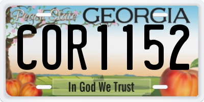 GA license plate COR1152