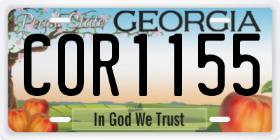 GA license plate COR1155