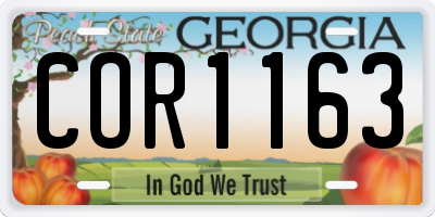 GA license plate COR1163