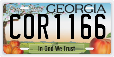 GA license plate COR1166