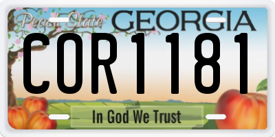 GA license plate COR1181
