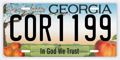 GA license plate COR1199