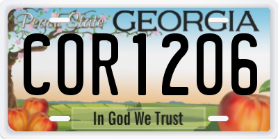 GA license plate COR1206
