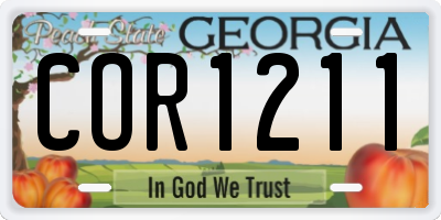 GA license plate COR1211