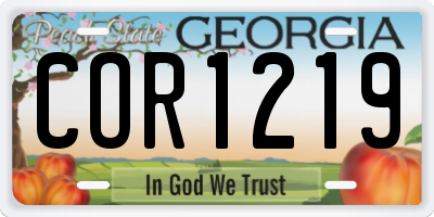 GA license plate COR1219