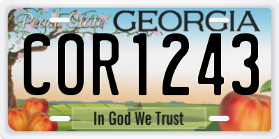 GA license plate COR1243