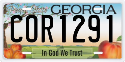 GA license plate COR1291