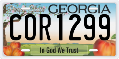 GA license plate COR1299