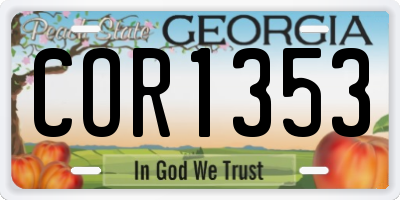 GA license plate COR1353