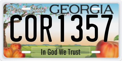 GA license plate COR1357