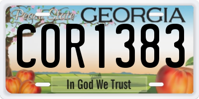 GA license plate COR1383