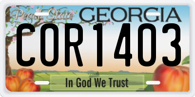 GA license plate COR1403