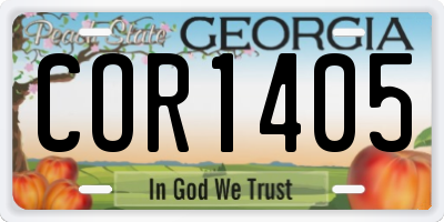 GA license plate COR1405