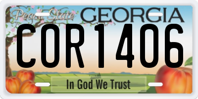 GA license plate COR1406