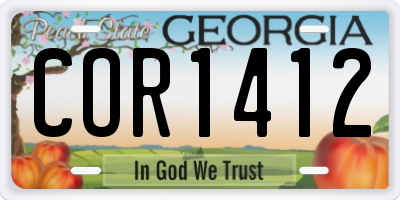 GA license plate COR1412