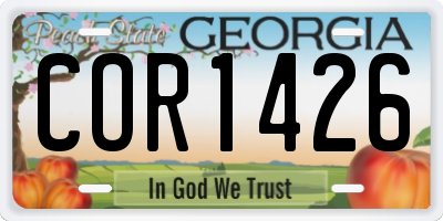 GA license plate COR1426