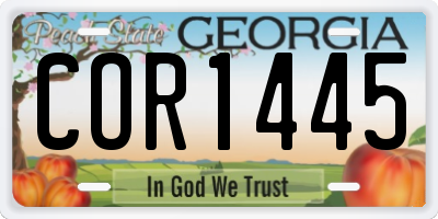 GA license plate COR1445