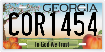GA license plate COR1454