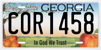 GA license plate COR1458