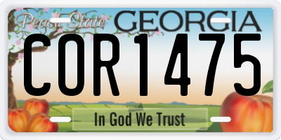 GA license plate COR1475