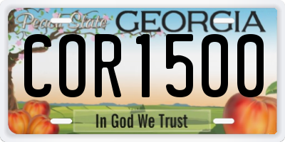 GA license plate COR1500
