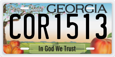 GA license plate COR1513