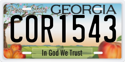 GA license plate COR1543