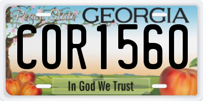 GA license plate COR1560