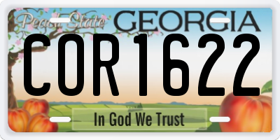 GA license plate COR1622