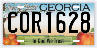 GA license plate COR1628
