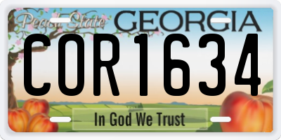 GA license plate COR1634