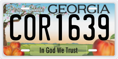 GA license plate COR1639
