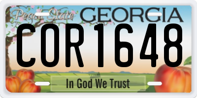 GA license plate COR1648