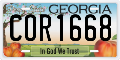 GA license plate COR1668