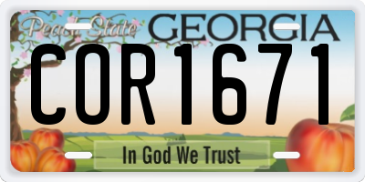 GA license plate COR1671