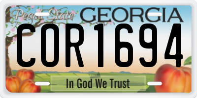GA license plate COR1694