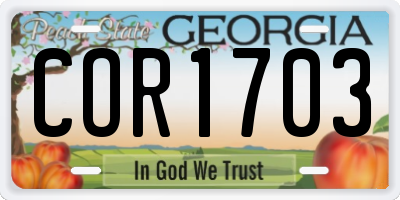 GA license plate COR1703