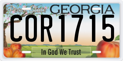 GA license plate COR1715