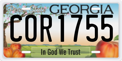 GA license plate COR1755