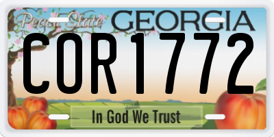 GA license plate COR1772