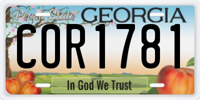 GA license plate COR1781