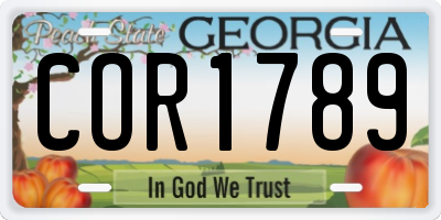 GA license plate COR1789