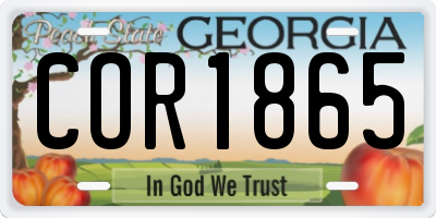GA license plate COR1865