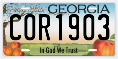 GA license plate COR1903