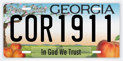GA license plate COR1911