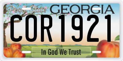 GA license plate COR1921