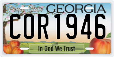 GA license plate COR1946