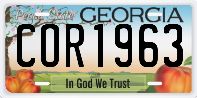 GA license plate COR1963